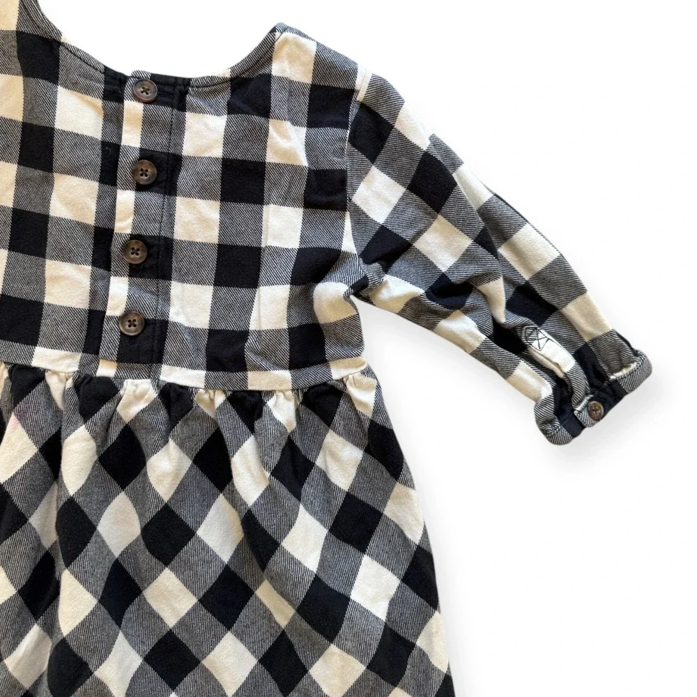 Hanna Andersson Buffalo Check Gingham Long Sleeve Dress Kids Size 110 (5)